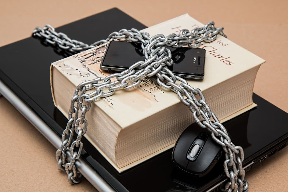 A padlock over a laptop
