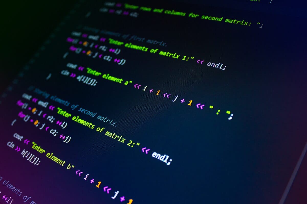 Program code on a computer screen