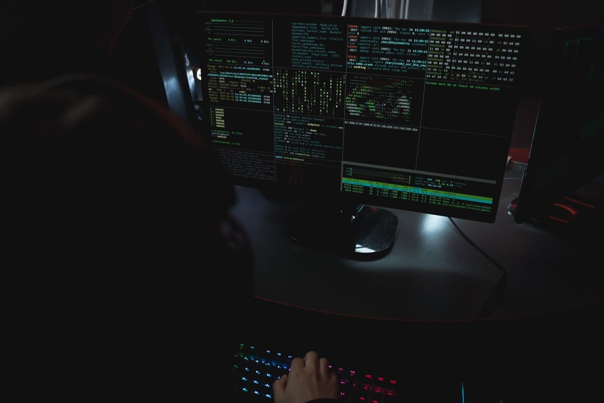 Code on a dark screen